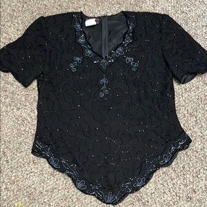 Vintage 90s Black beaded / sequinned Women's Top